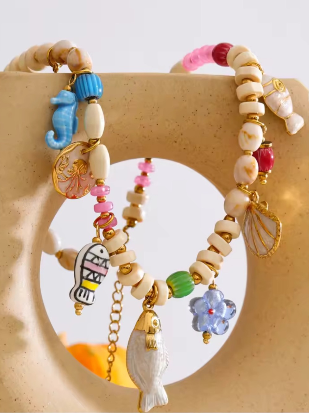 Colorful Beach Charm  Beaded Necklace - Picture 8 of 11